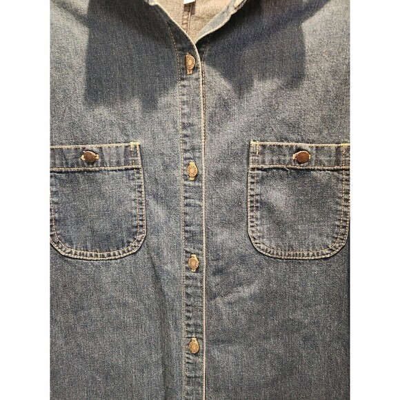 Calvin Klein Denim Shirt Dress Midi Length Long Sleeve Button Up sz 11 - Picture 2 of 10